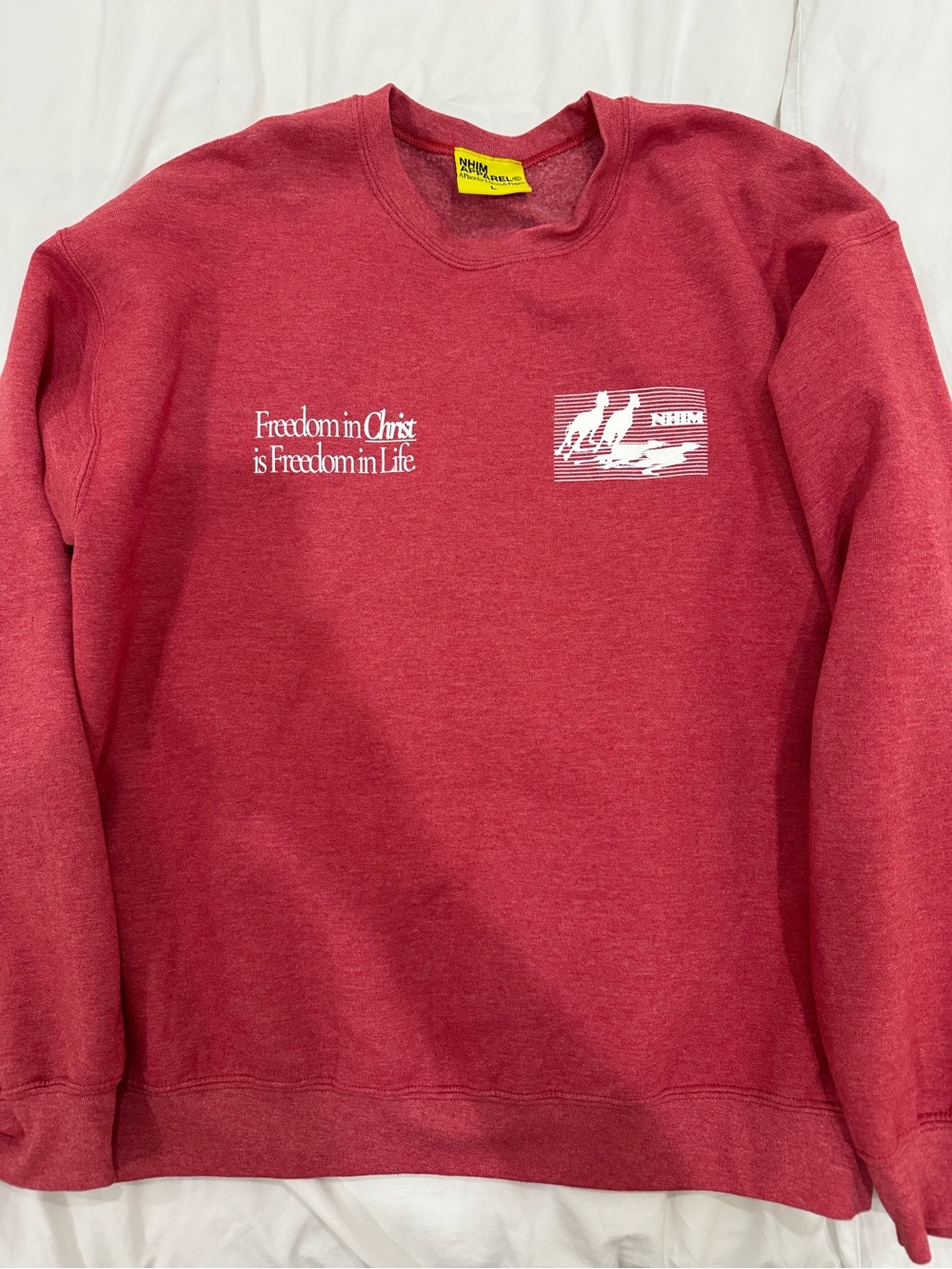 Red Graphic Crewneck Sweatshirt with White Print